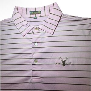 Peter Millar Polo Boone Valley Golf Club Pink Striped Short Sleeve Men’s SZ XL